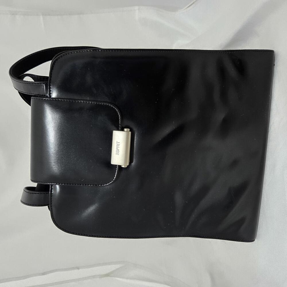 Vintage Esprit Bag Structured PatentVinyl Double Strap Shoulder Purse Y2K